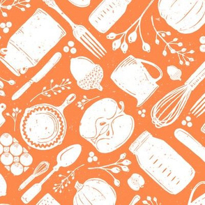 Orange + White Fall Vintage Baking Diagonal // Sing for Your Supper Fall-Autumn Edition // Kitchen Memories (RR for fat quarter tea towels)