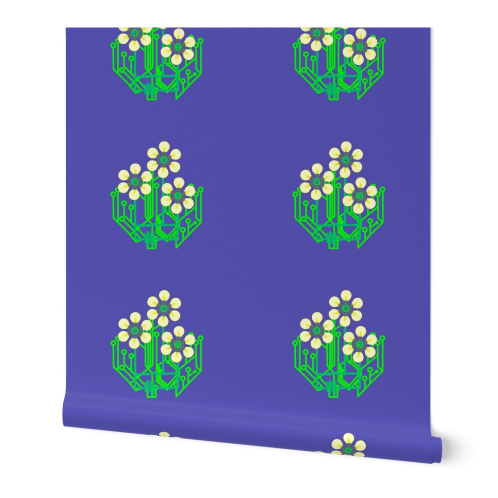 Bright as a daisy bag panel - sky blue