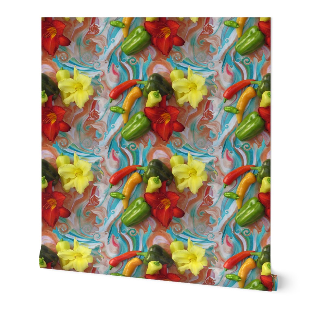 10x7-Inch Repeat of Salsa Peppers Swirl