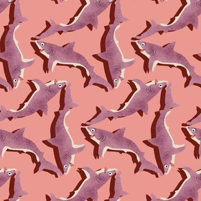 Tumbling Pink Sharks on Coral