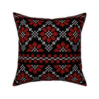 Embroidery Romanian border red white black