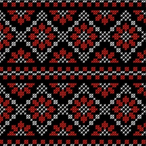 Embroidery Romanian border red white black