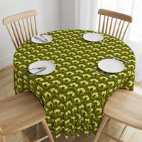 Retro 70s flowers neon olive green Art Deco