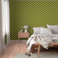 Retro 70s flowers neon olive green Art Deco