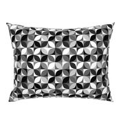 Mid-century Modern retro circles black white