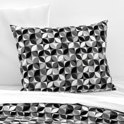 Mid-century Modern retro circles black white