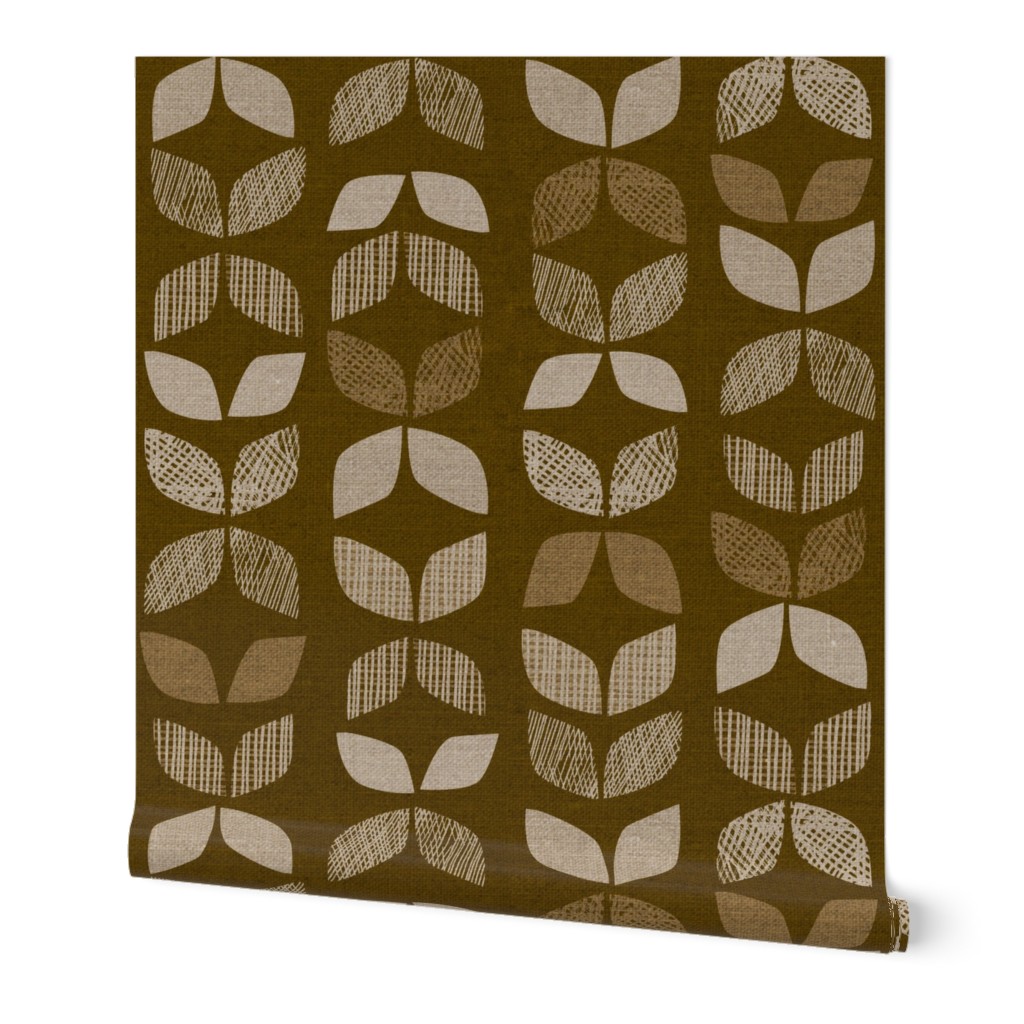 Mid Century Leaves {Brown}