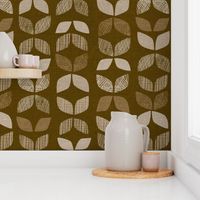 Mid Century Leaves {Brown}