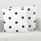 Black and White Button Spots on White - Large Scale