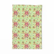 1960s hashtag daisy squares mint green