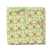 1960s hashtag daisy squares mint green