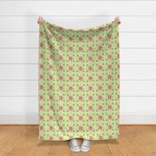 1960s hashtag daisy squares mint green