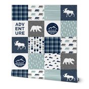 love you to the mountains and back -  wholecloth || navy and dusty blue C18BS