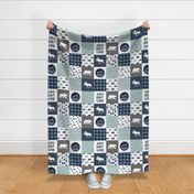 love you to the mountains and back -  wholecloth || navy and dusty blue C18BS