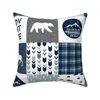 love you to the mountains and back -  wholecloth || navy and dusty blue C18BS