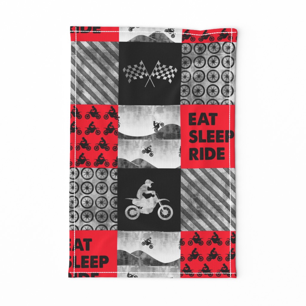 Motocross Patchwork - EAT SLEEP RIDE - red and black C18BS