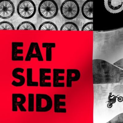 Motocross Patchwork - EAT SLEEP RIDE - red and black C18BS