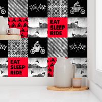 Motocross Patchwork - EAT SLEEP RIDE - red and black C18BS