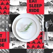 Motocross Patchwork - EAT SLEEP RIDE - red and black C18BS