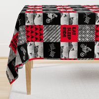 Motocross Patchwork - EAT SLEEP RIDE - red and black C18BS