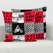 Motocross Patchwork - EAT SLEEP RIDE - red and black C18BS