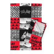 Motocross Patchwork - EAT SLEEP RIDE - red and black C18BS