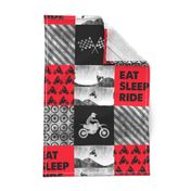 Motocross Patchwork - EAT SLEEP RIDE - red and black C18BS