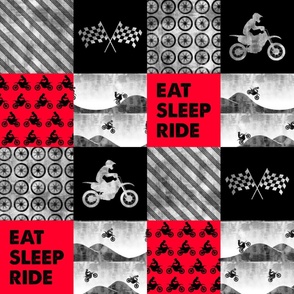 Motocross Patchwork - EAT SLEEP RIDE - red and black C18BS