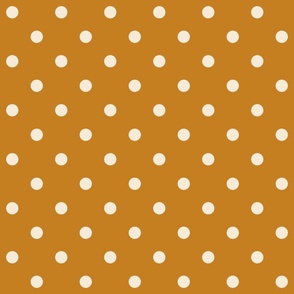 Mustard orange white polka dots