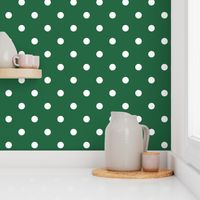 Polka dots white Emerald green