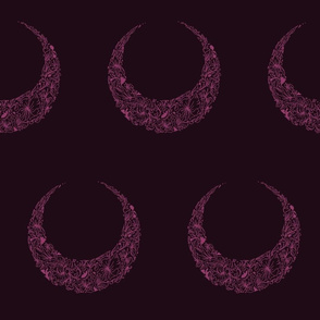 Floral Crescent Moon - Magenta