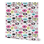 Beautiful eyes retro eye lash and love wink retro illustration pattern SMALL