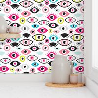 Beautiful eyes retro eye lash and love wink retro illustration pattern SMALL