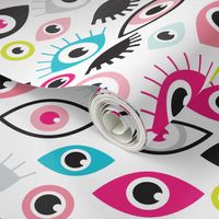 Beautiful eyes retro eye lash and love wink retro illustration pattern SMALL