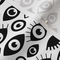 Beautiful eyes retro eye lash and love wink retro illustration monochrome black and white pattern