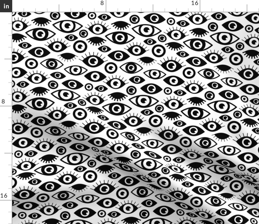 Beautiful eyes retro eye lash and love wink retro illustration monochrome black and white pattern