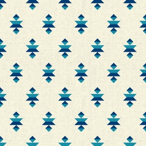 Aztec boho geometric small blue cream