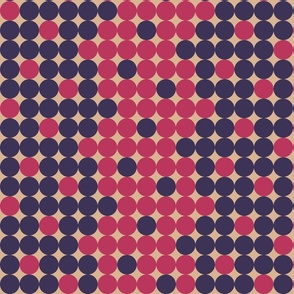 Retro 60s circles navy fuchsia pink mid-century modern Wallpaper