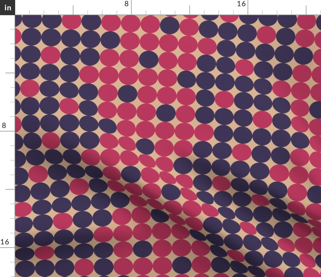 Retro 60s circles navy fuchsia pink mid-century modern Wallpaper