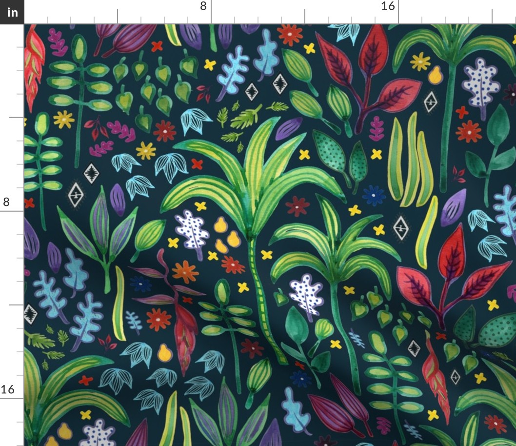 Jungle Flora - watercolour - Large scale