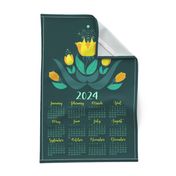 yellow tulips 2024_tea towel_27x18in