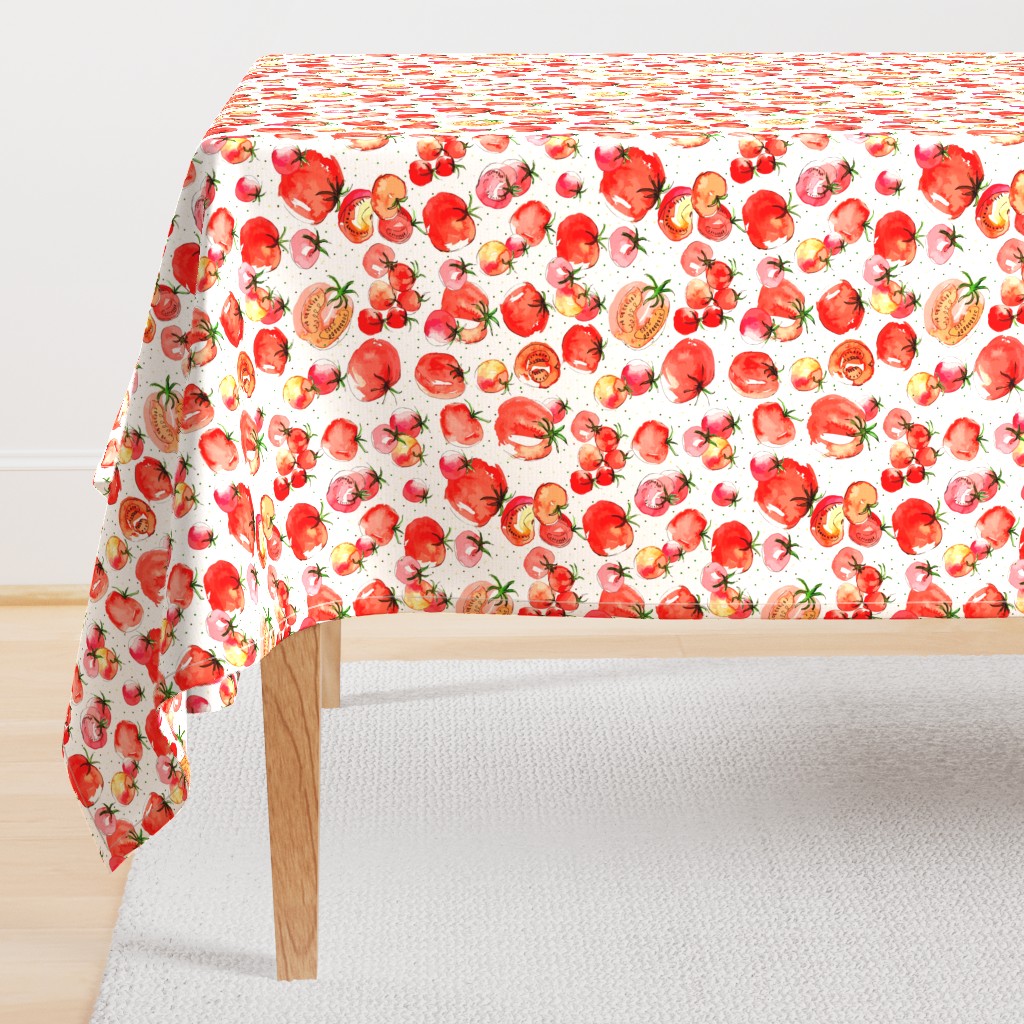 Watercolor Tomatoes polka dot background