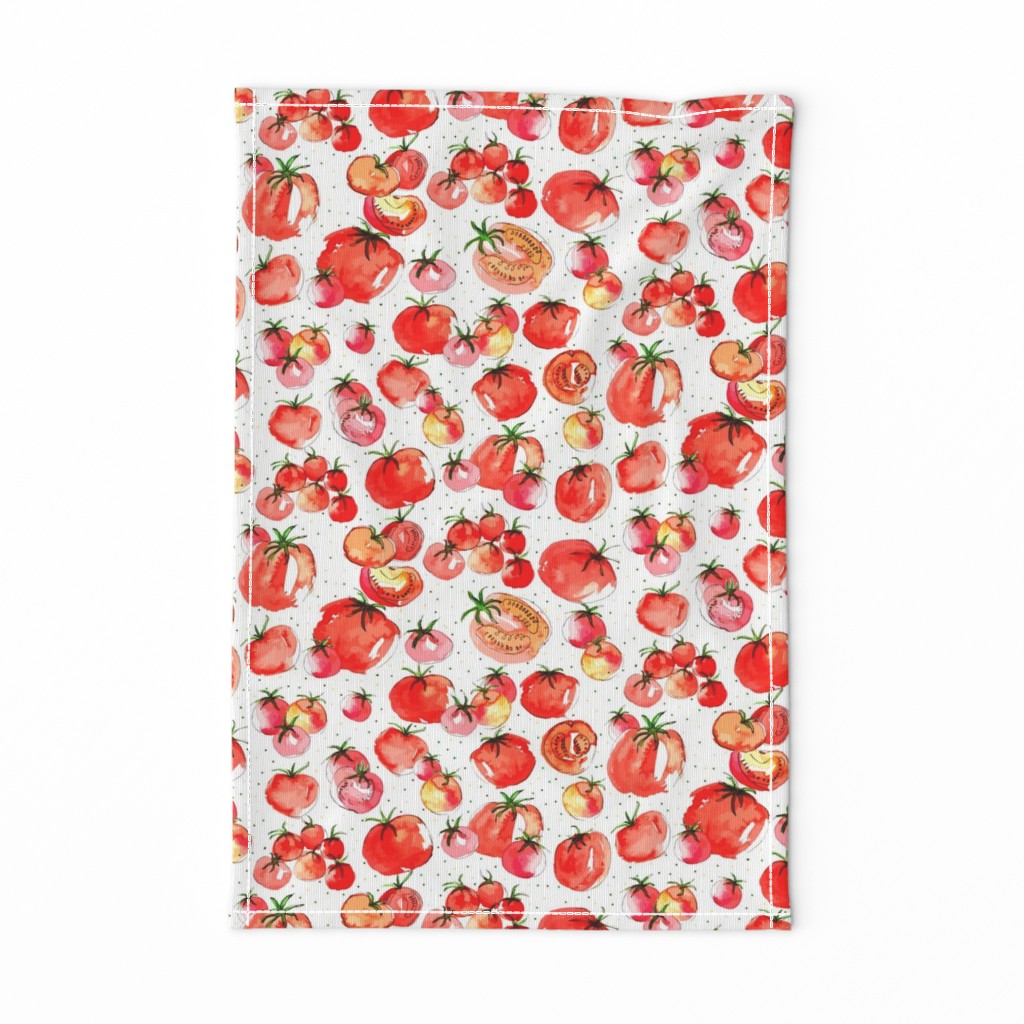 Watercolor Tomatoes polka dot background