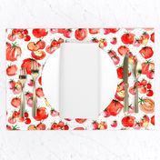 Watercolor Tomatoes polka dot background