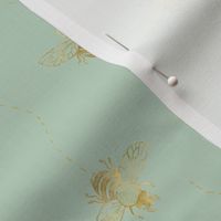 Buzzing Bees Sage Green + gold  // standard