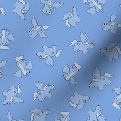 Puppy Unicorns co-ordinate - mid blue