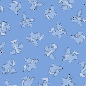Puppy Unicorns co-ordinate - mid blue