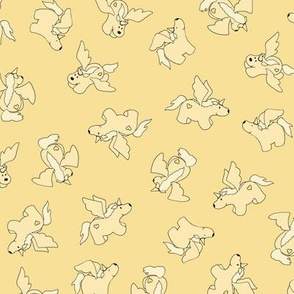 Puppy Unicorns co-ordinate - pale yellow