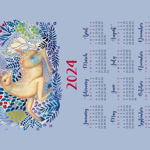 Deer and blossoms - calendar 2024 (blue) 