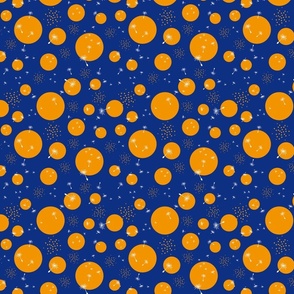 Dandelion Dots indigo blue orange